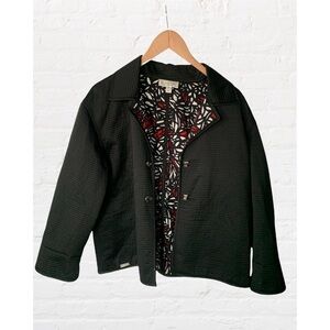 ST. John Sport Quilted Lightweight Button Front Jacket With Patterned Lining